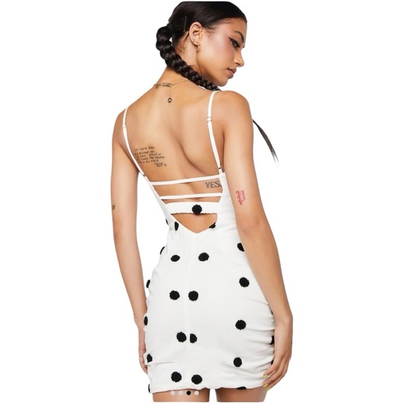 For Love and Lemons Abigail Mini Dress in Black and White Polka Dots Size M - Picture 4 of 10